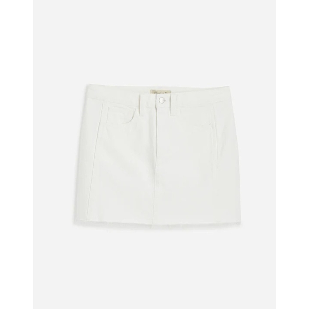 NWT Madewell Raw-Hem Mini Skirt in Pure White size 27 in white NV358